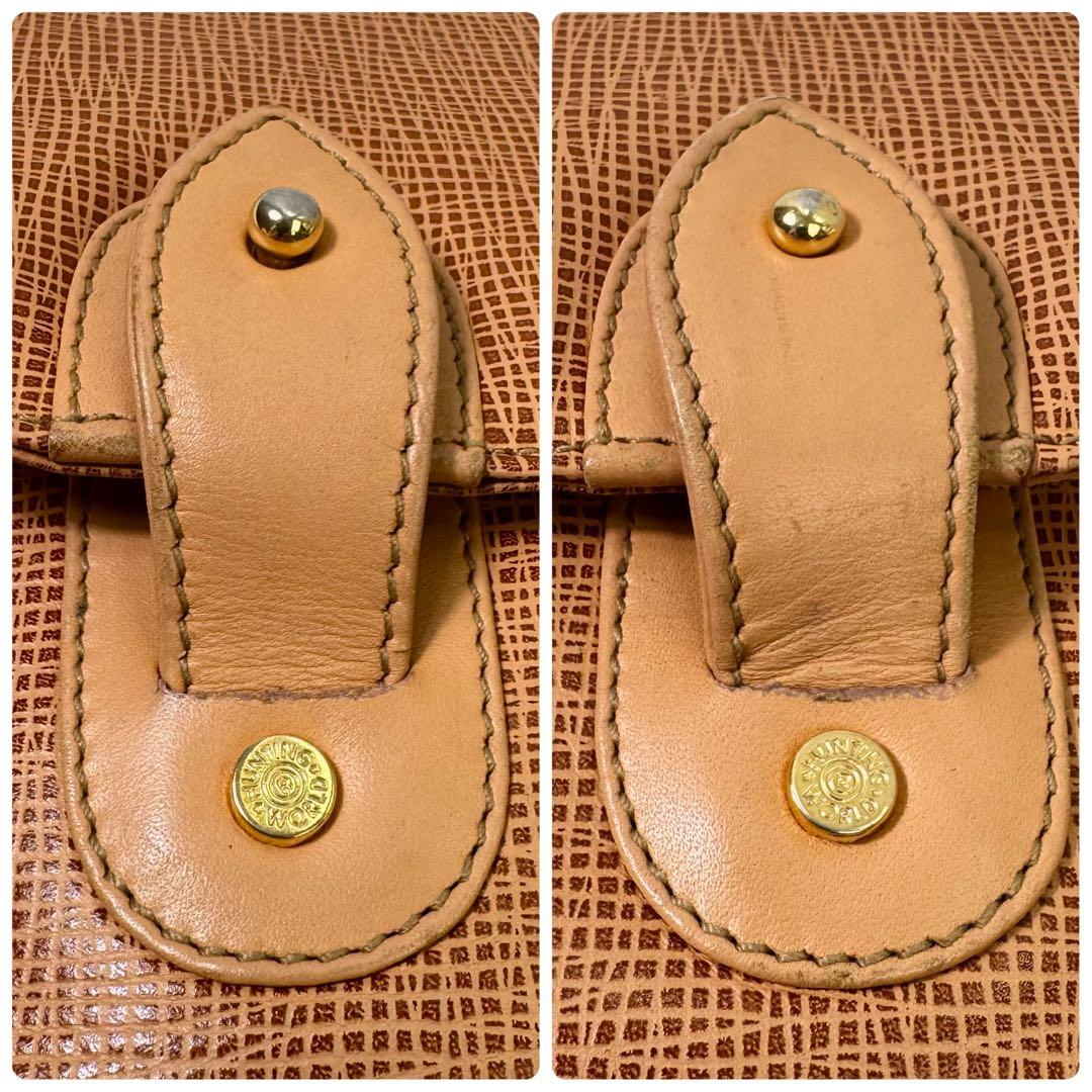 ハンティングワールド　メッセンジャーバッグ　斜め掛け　サファリ　ゴールド金具