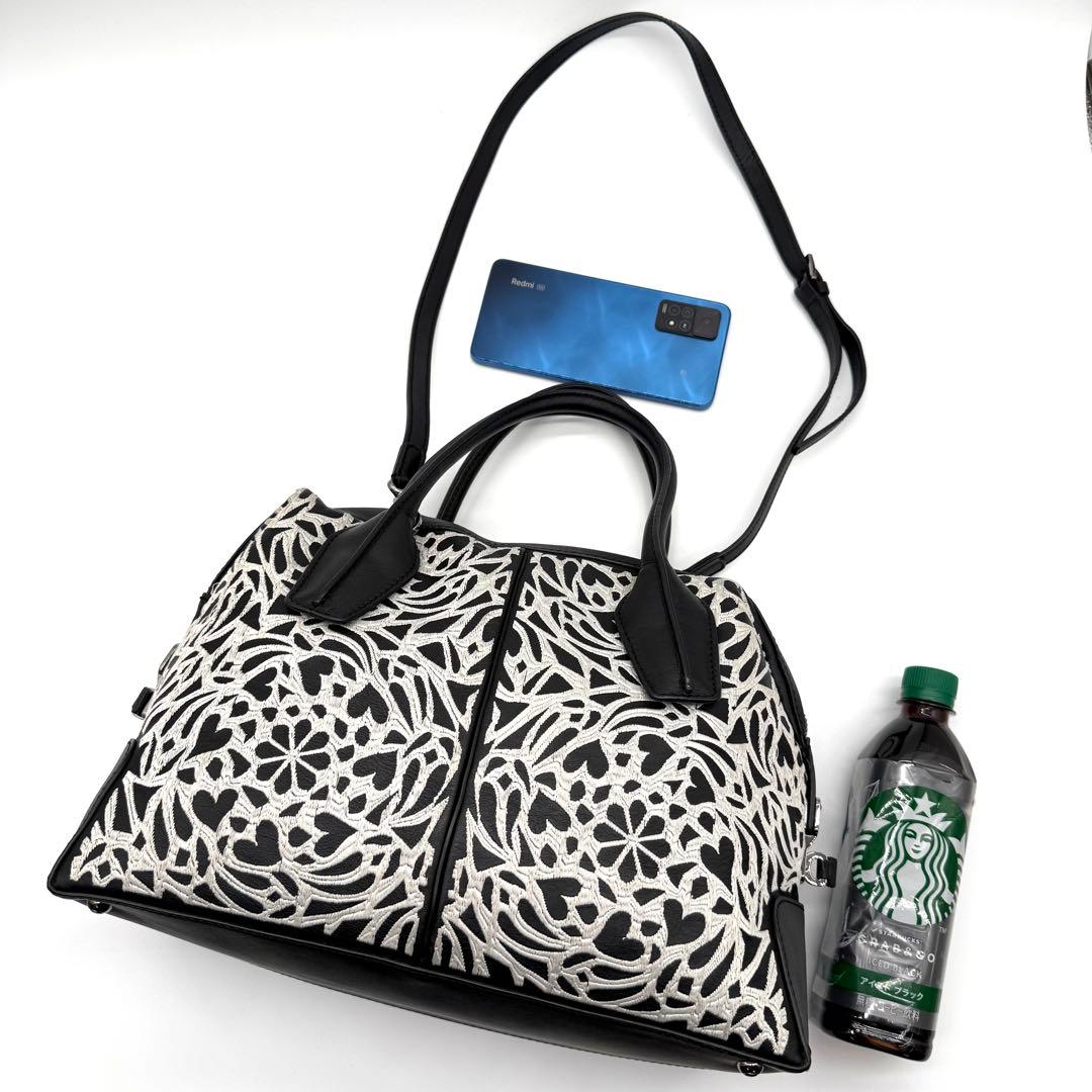 TOD'S トッズ Dスタイリング 刺繡 レザー 本革 2way ハンド バッグ