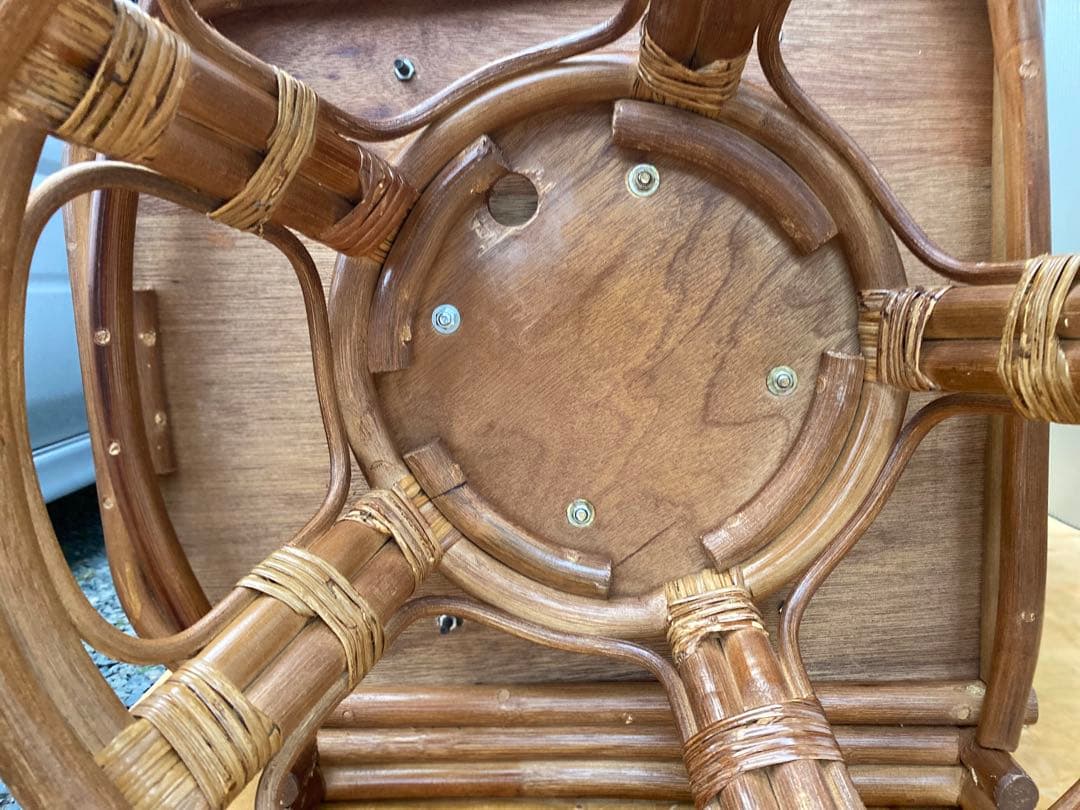 ラタン 籐 回転座椅子 リクライニング 花柄 クッション チェア