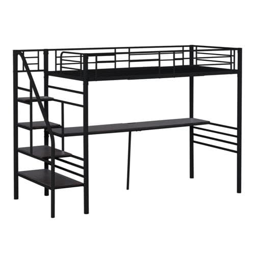 ロフトベッド 階段付き パイプベッド シングル コンセント付き 収納 子