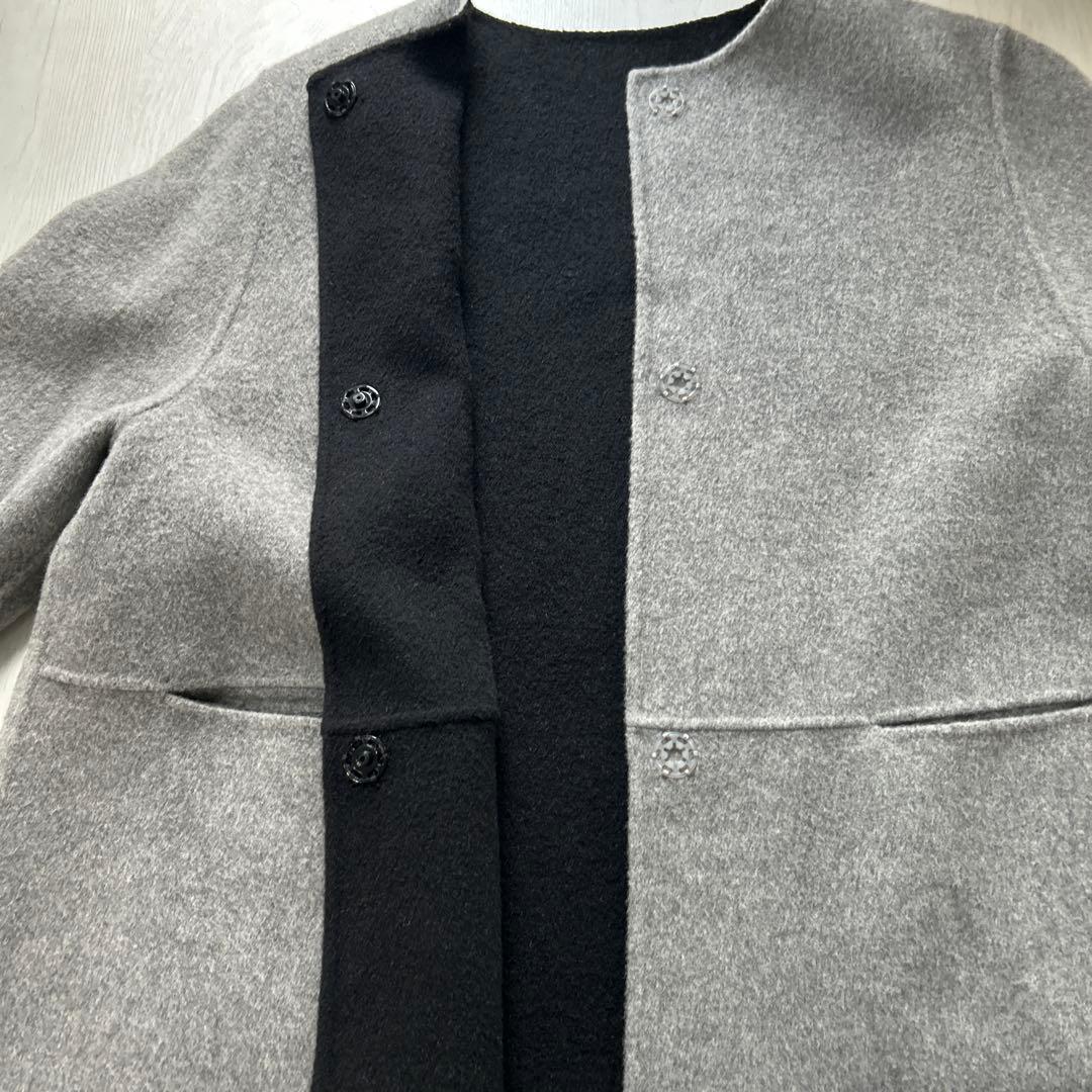 新品　東京ソワール　ノーカラー　ウールコート