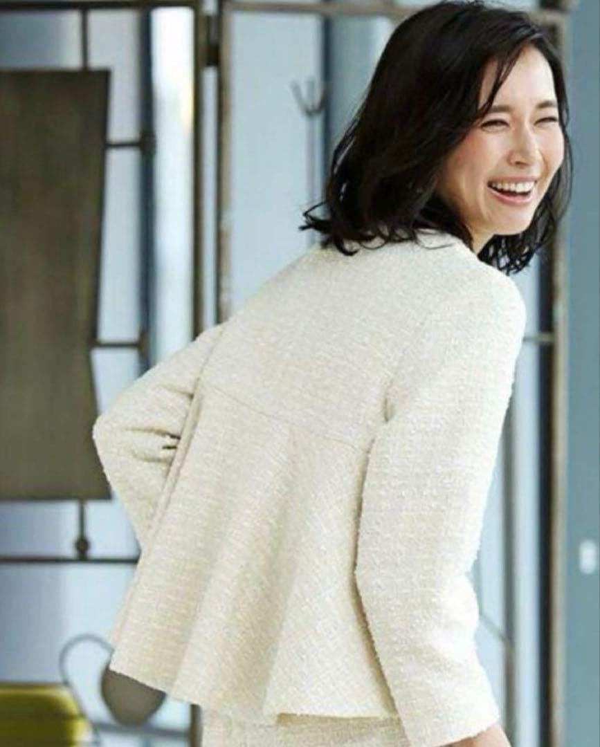 【美品】デミルクスビームス バックフレアツイードプルオーバー ペプラム 定価2万