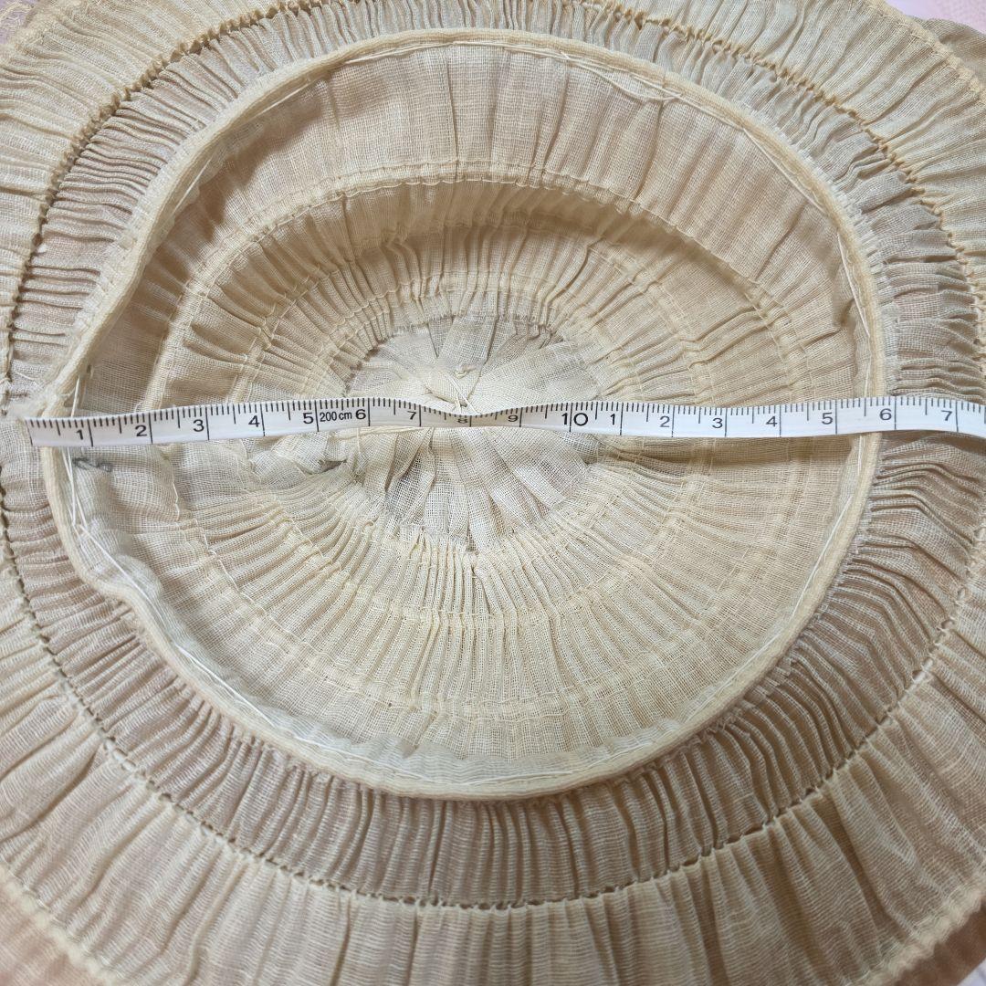 フランスアンティーク　ビスクドール　ボネハット　リネン　フリル　ジュモー　帽子