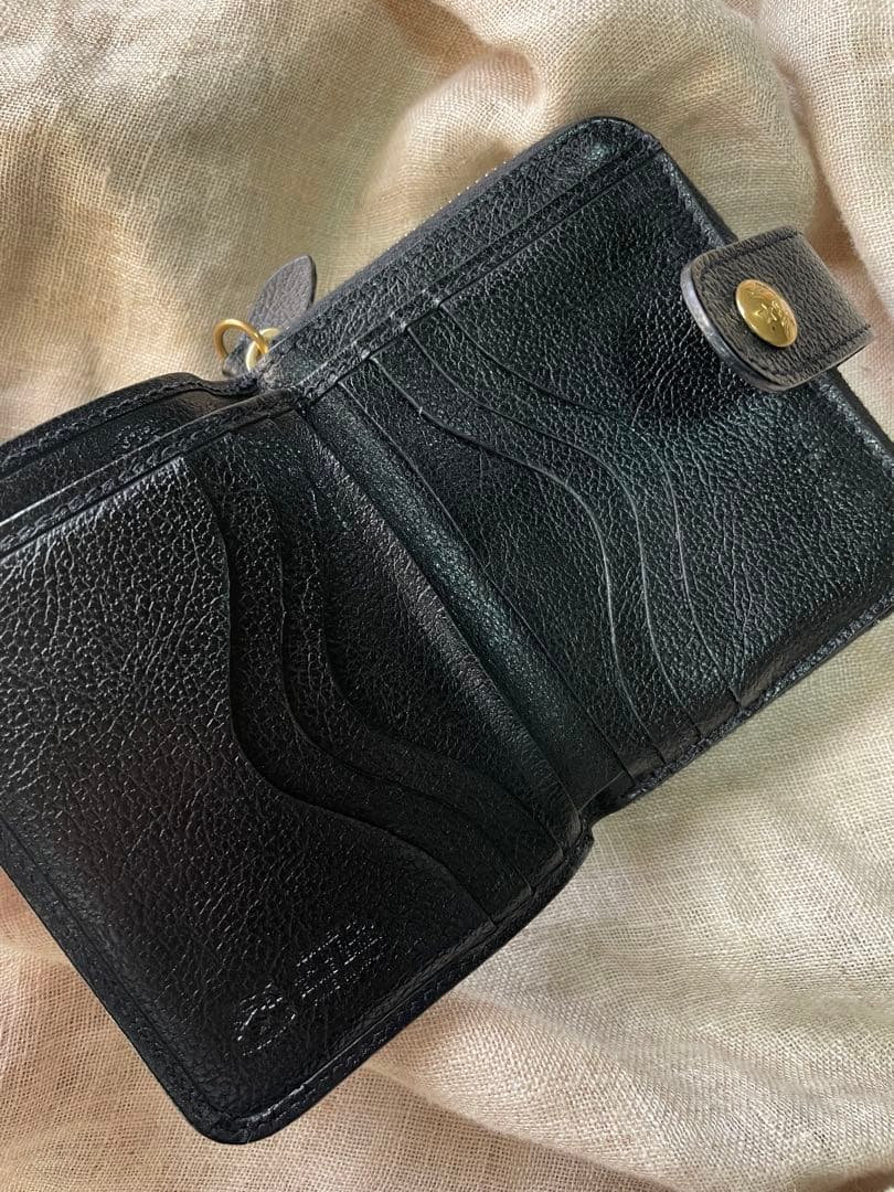 イルビゾンテ　レザー二つ折り財布　シボ　ブラック　黒　ユーズド