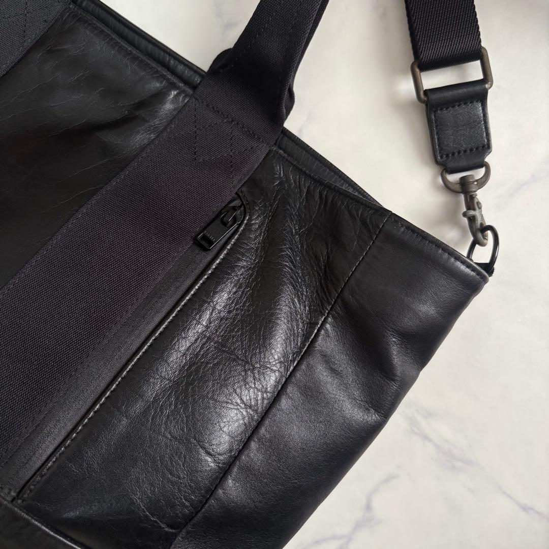 希少✨ポーター 2way ベース トートバッグ 肩掛け ブラック レザー A4