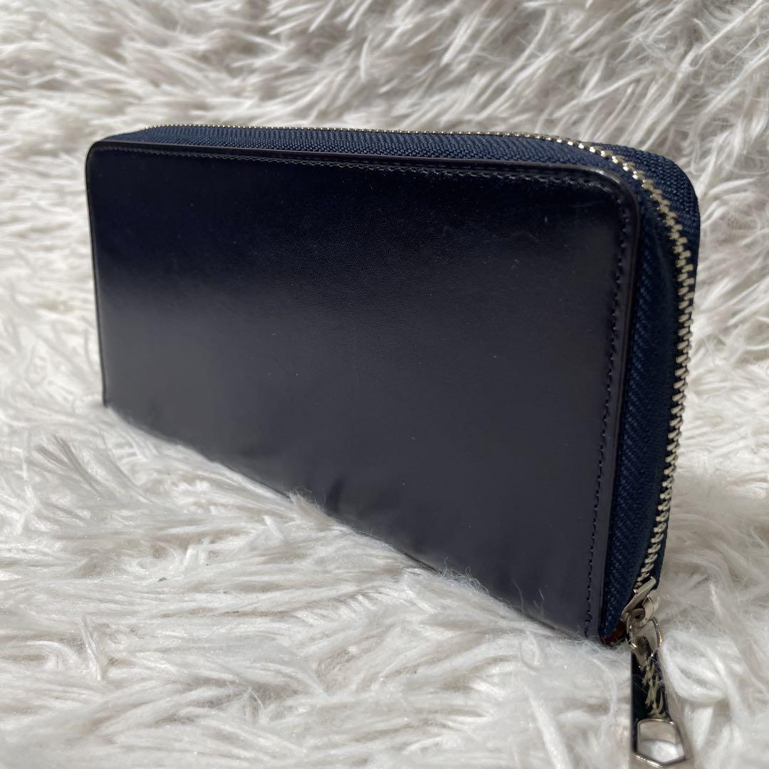 未使用　CYPRIS ラウンドファスナー　長財布　レザー　濃紺　ヌメ革