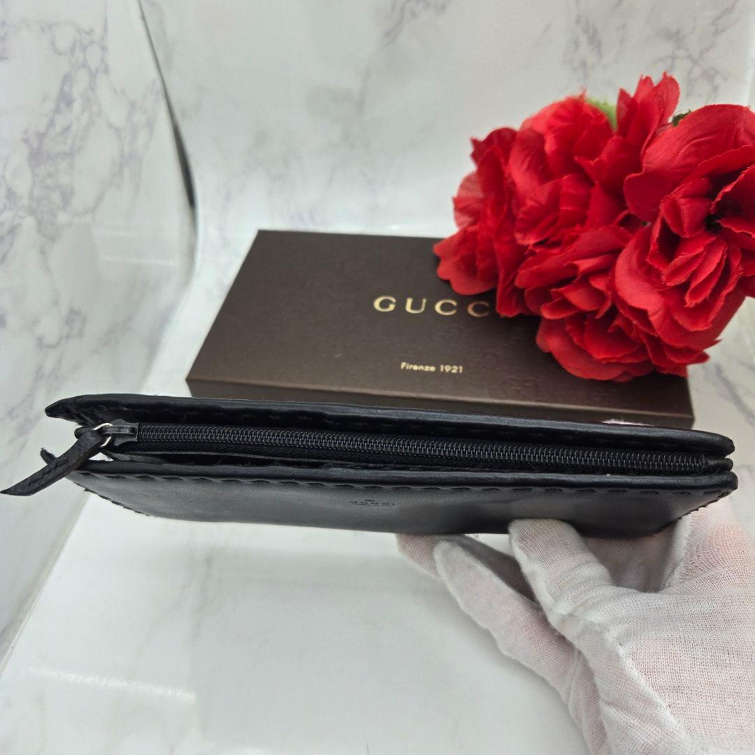 【美品】 GUCCI グッチ 長財布 財布 レザー ブラック 黒 シンプル