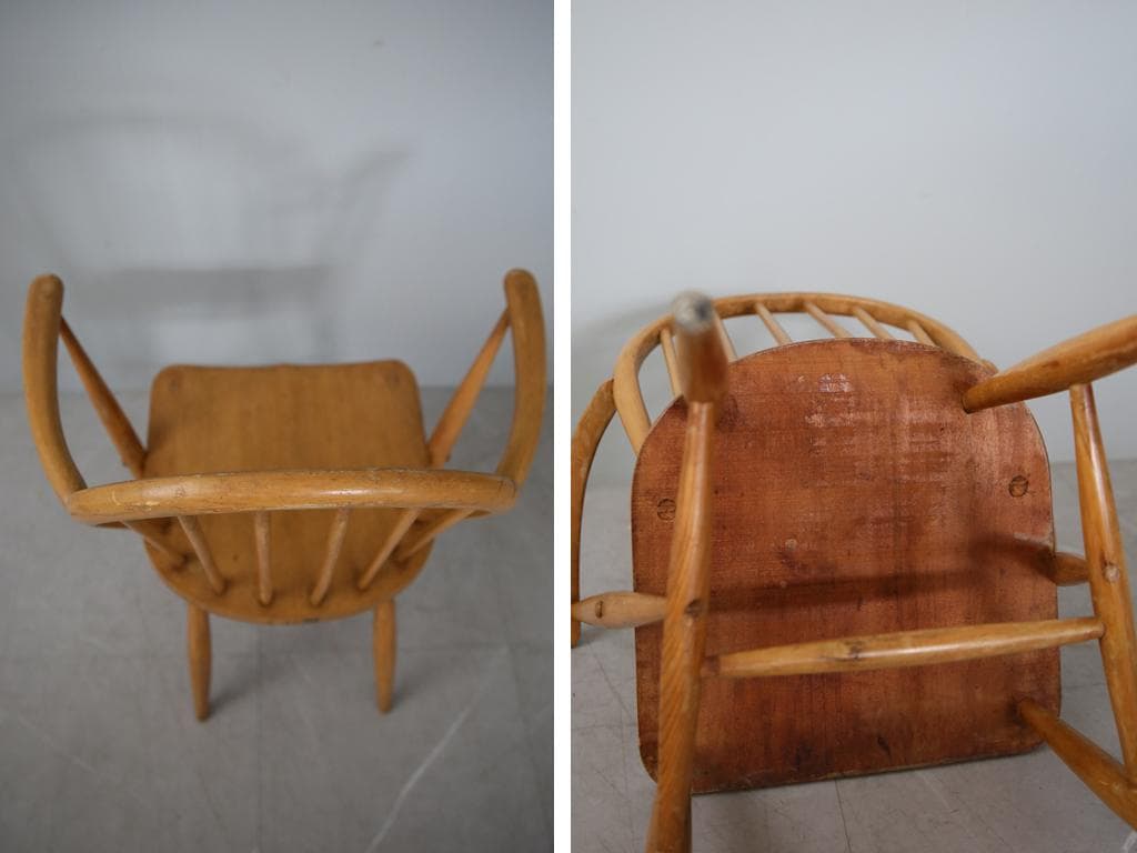 英国アンティークCC41製ERCOLアーコールアームチェア木製イス(91-257