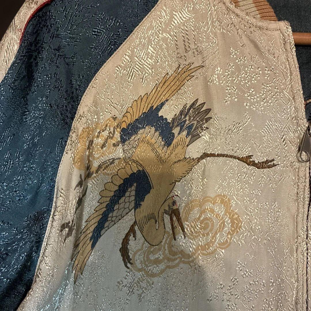 90s?プリント&サテン両面スカジャン　リバーシブル