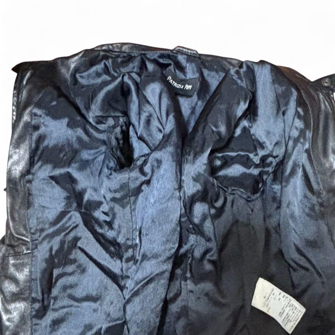 【T様】パトリツィア ぺぺレザージャケット 黒 S 羊革 高級装飾 希少