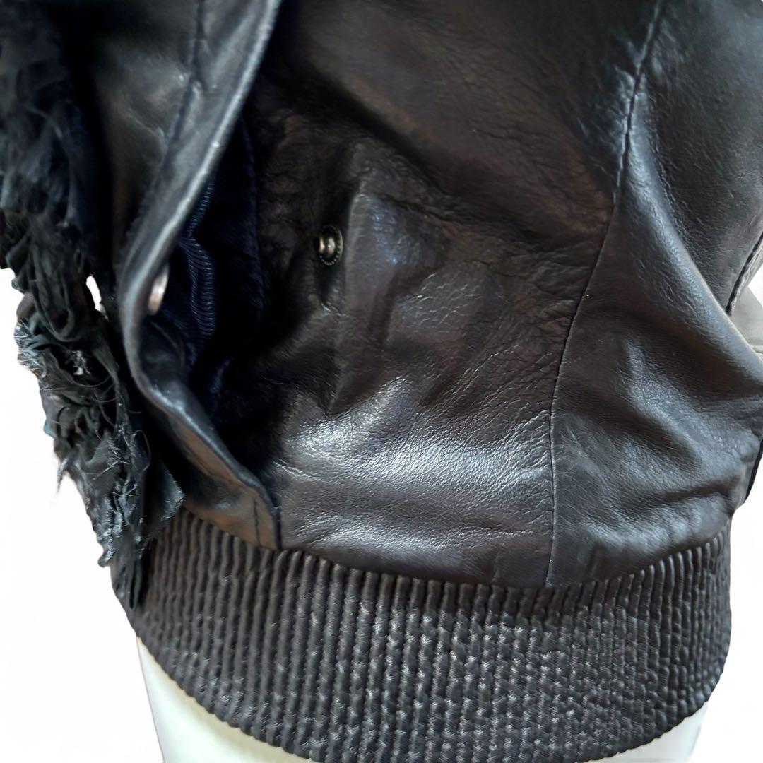 【T様】パトリツィア ぺぺレザージャケット 黒 S 羊革 高級装飾 希少