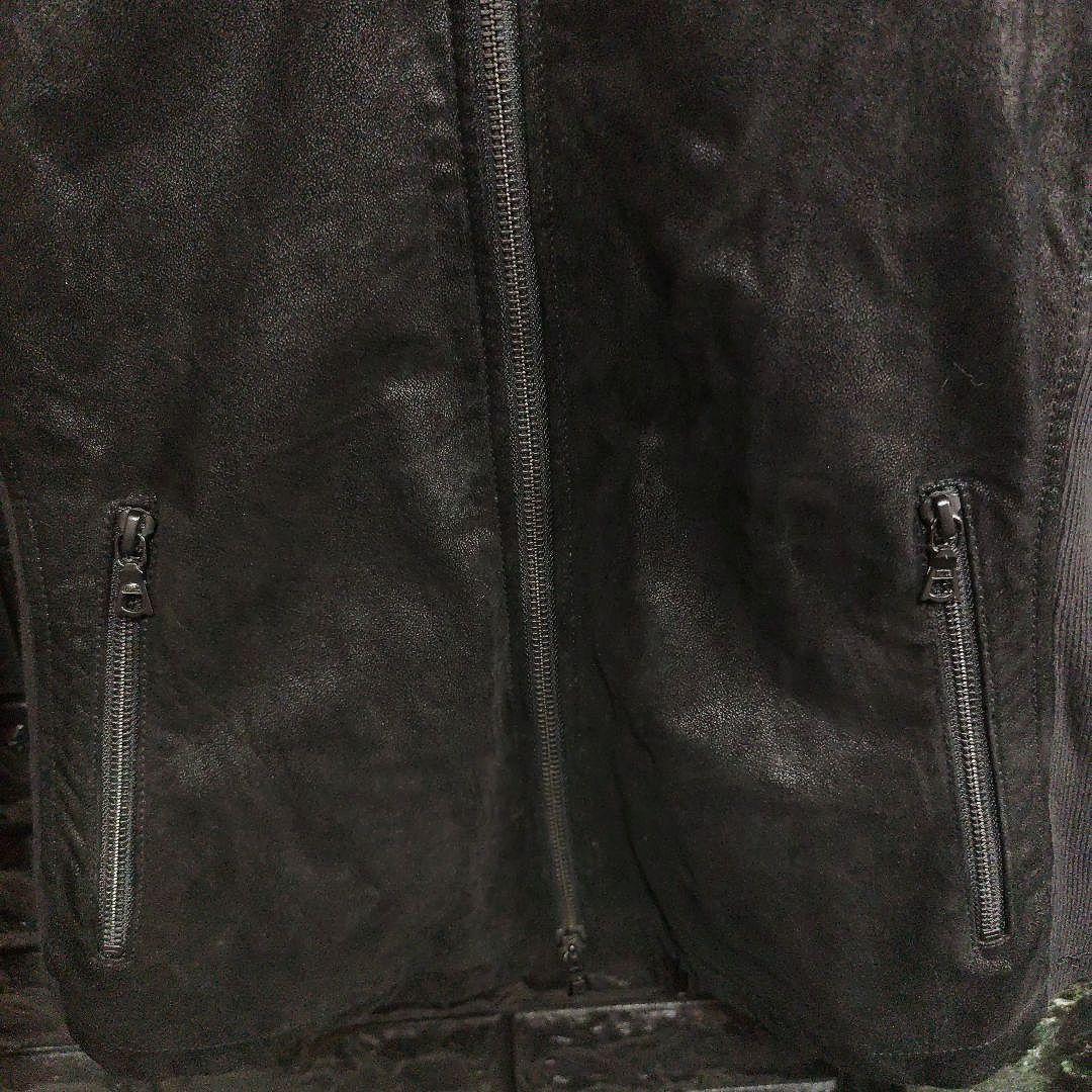 良品　ノーアイディー　レザースエード　フーデッドジャケット