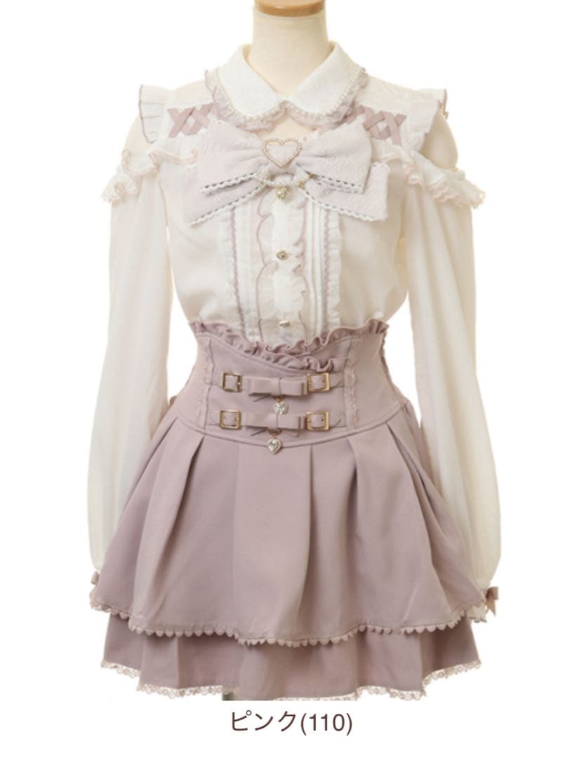 BIGリボンオープンショルダーブラウス ピンク