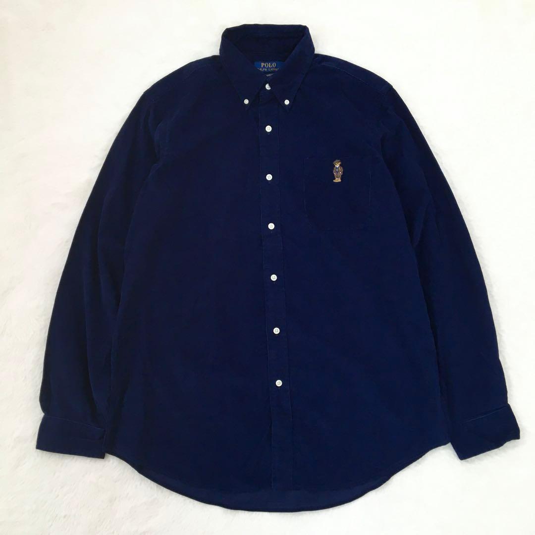 ポロラルフローレン 長袖シャツ【L】ポロベア 大きいサイズ コーデュロイ 美品