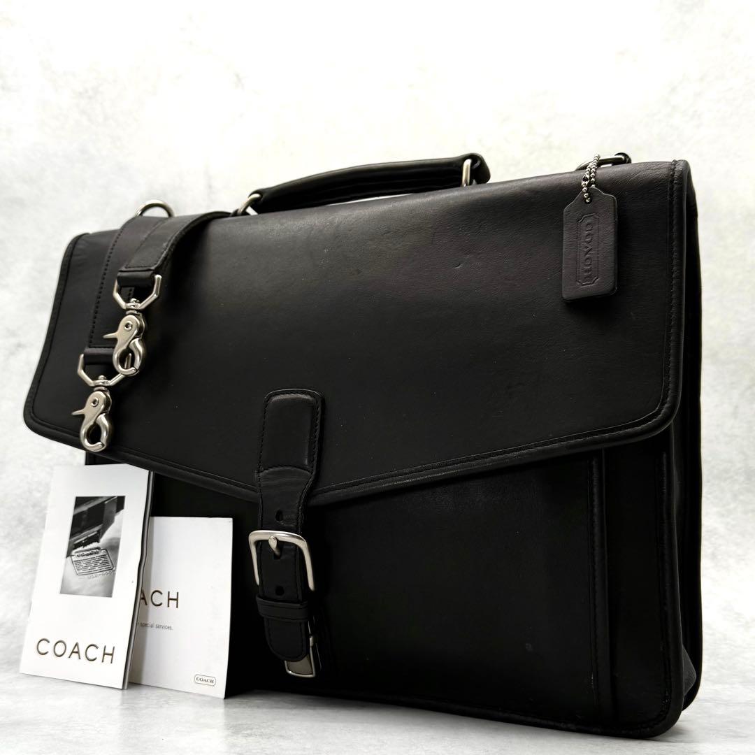 COACH オールドコーチ ビジネスバッグ 2way レザー クロスボディ 黒