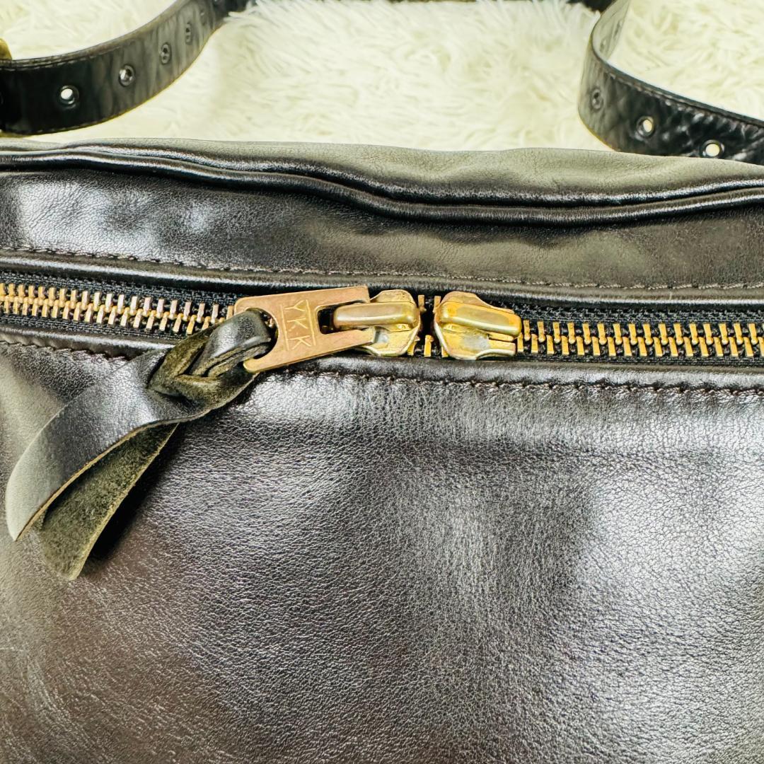 極輝】 カドヤ　本革　ボディーバッグ　三点止め　ショルダー　ライダース　バイカー