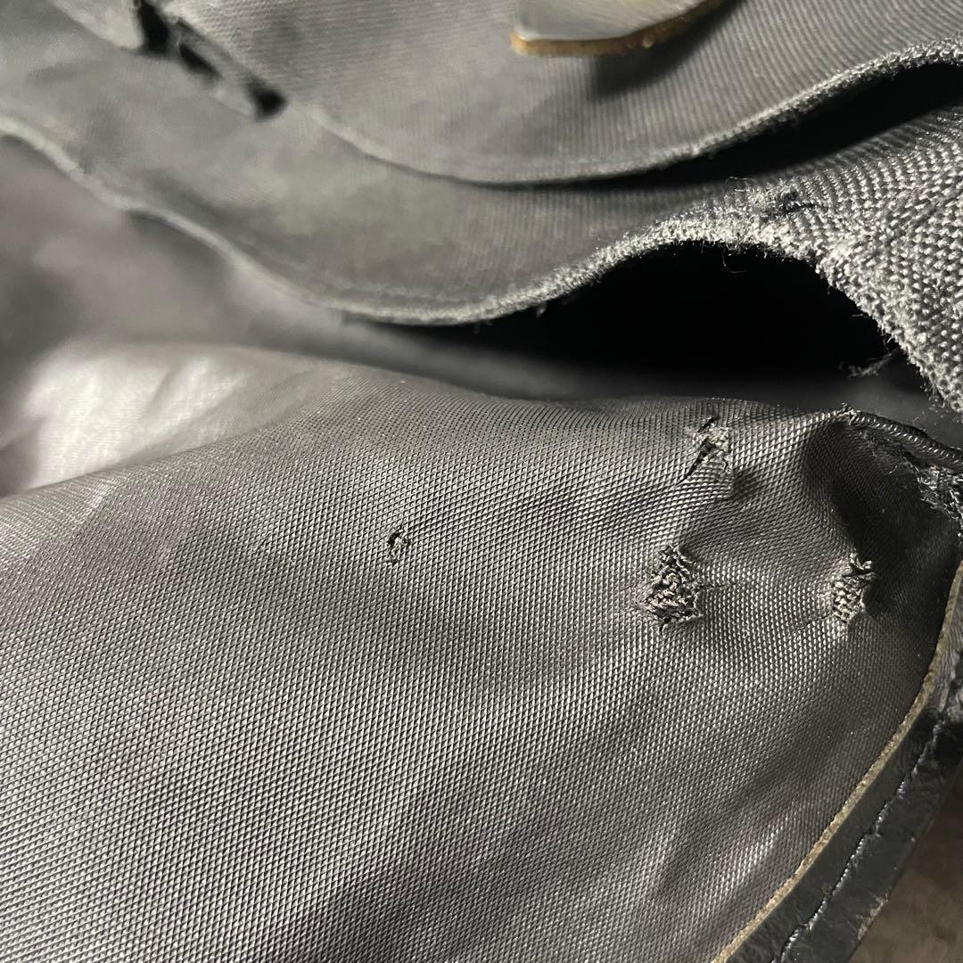 クオリティガンスリップス レザー PVC キャンバス ショルダーバッグ ブラック