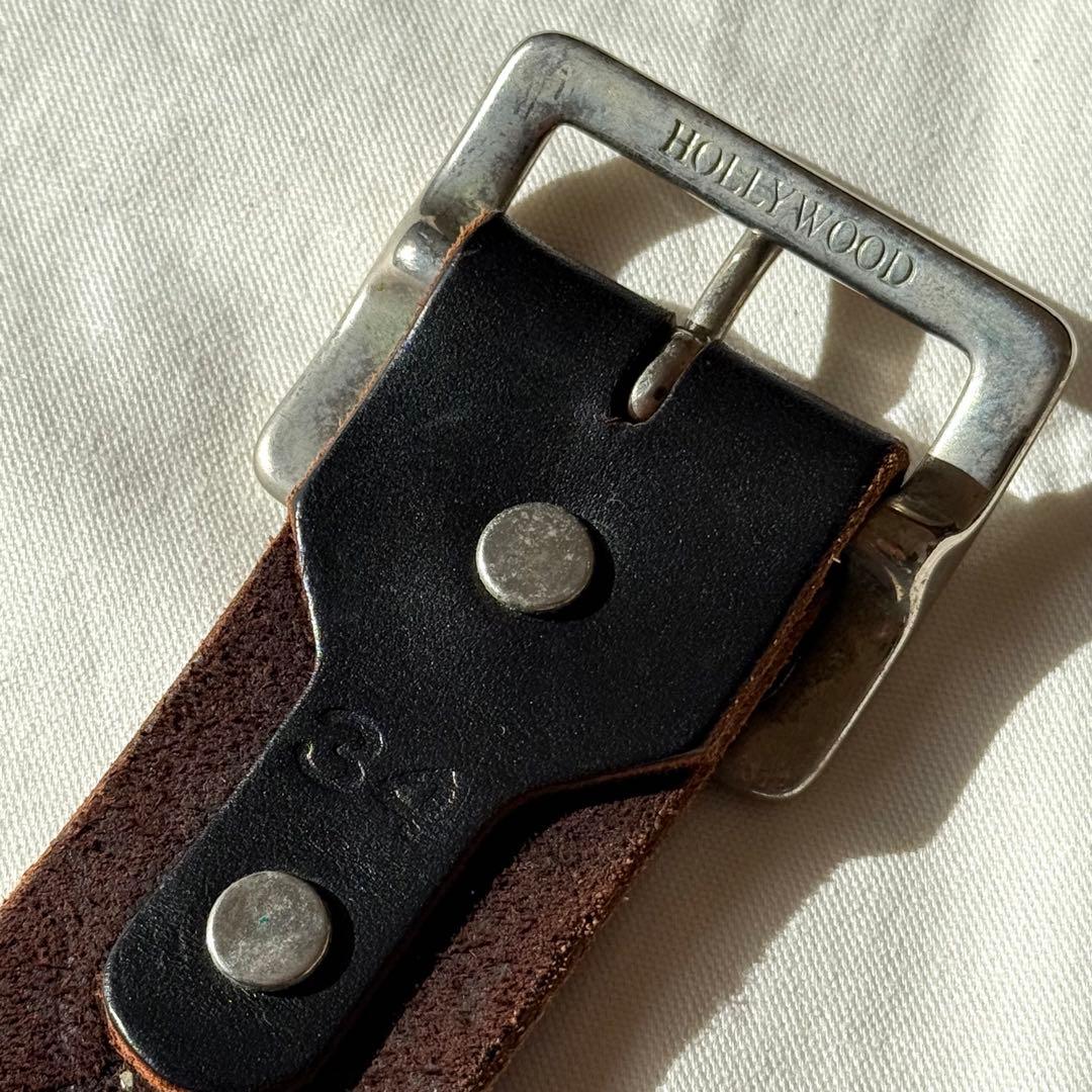 【34】美品 HTC レアPEACE 濃茶 スタッズベルト ターコイズ USA製