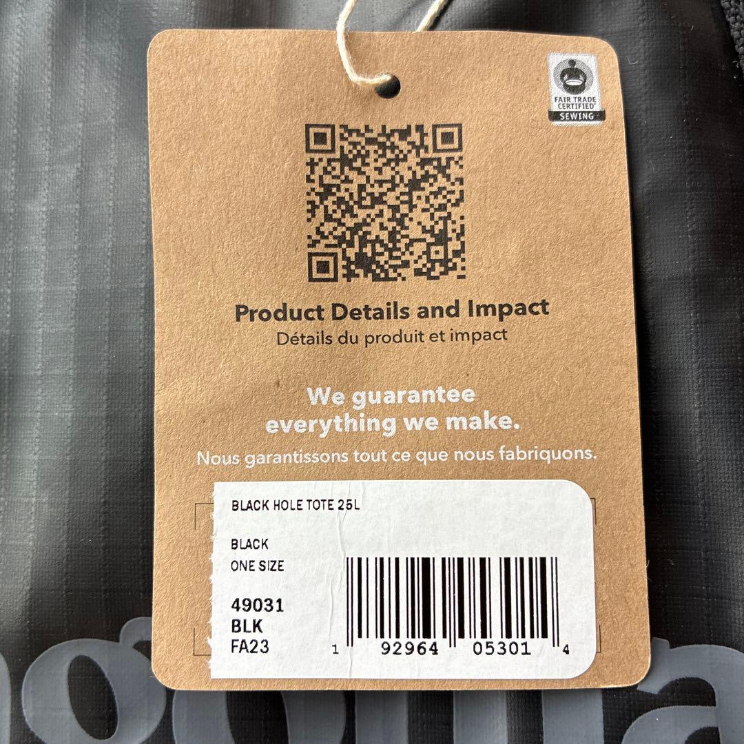 【廃盤 完売品】パタゴニア ブラックホールトート 25L 国内正規品 Black