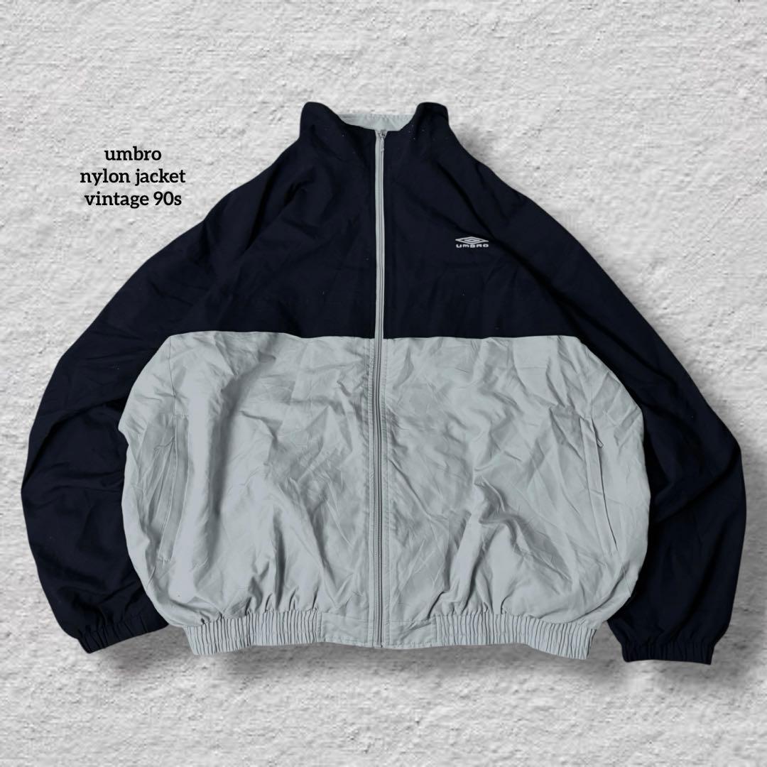 umbroアンブロナイロンジャケット90s古着vintageバイカラーネイビー