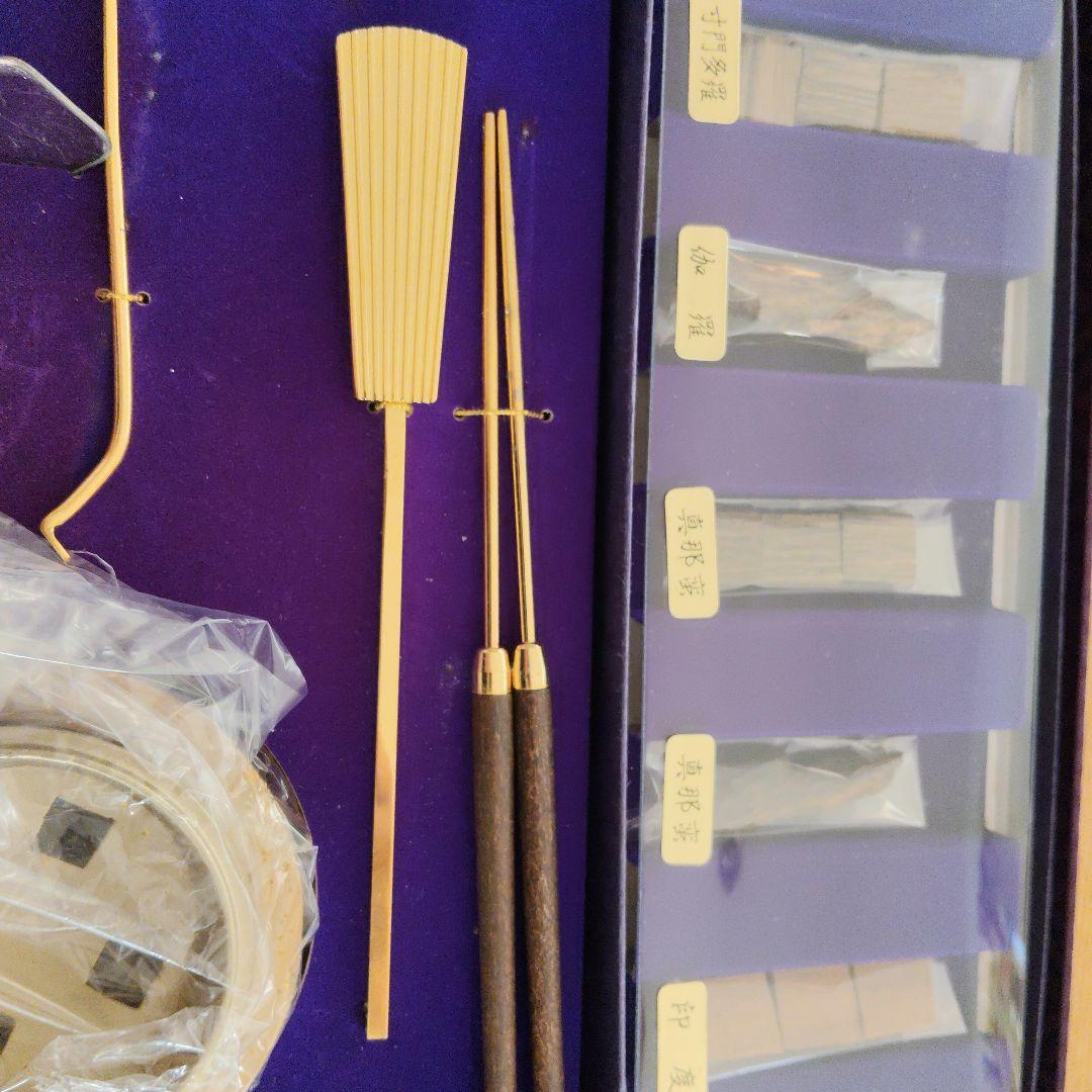 源氏香合せ　お香五種　香炉　火箸　灰押え