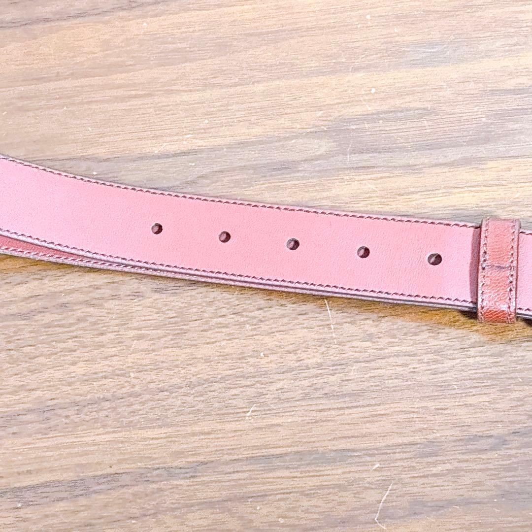 美品 PRADA レザーベルト ブラウン ロゴ刻印 ビジネス シルバーバックル