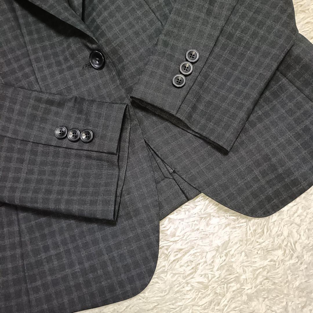 【美品】HILTON ヒルトン ブラックチェック パンツスーツ ストレッチ 11