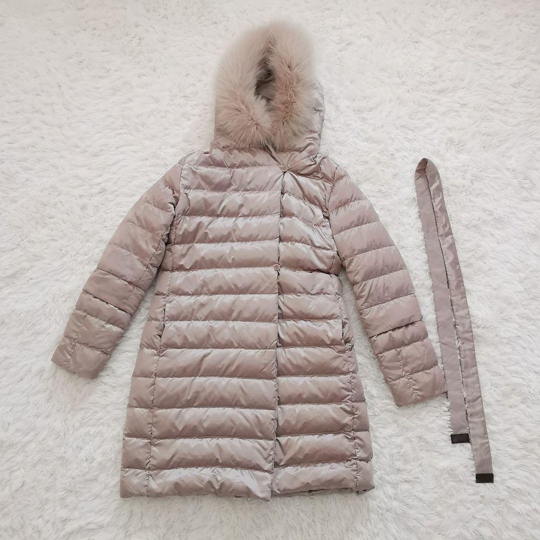 エスマックスマーラ リバーシブル 洗える グースダウンコート ファー ベルト S