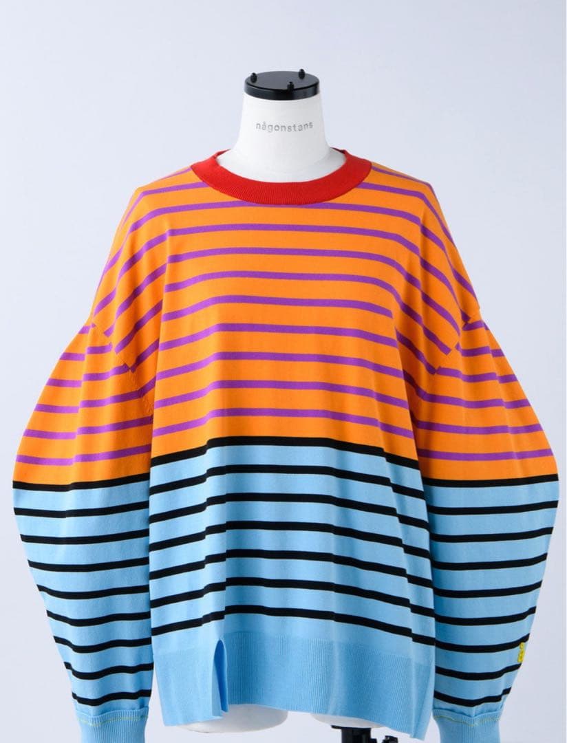 nagonstans ボーダーアシンメスリットプルオーバー