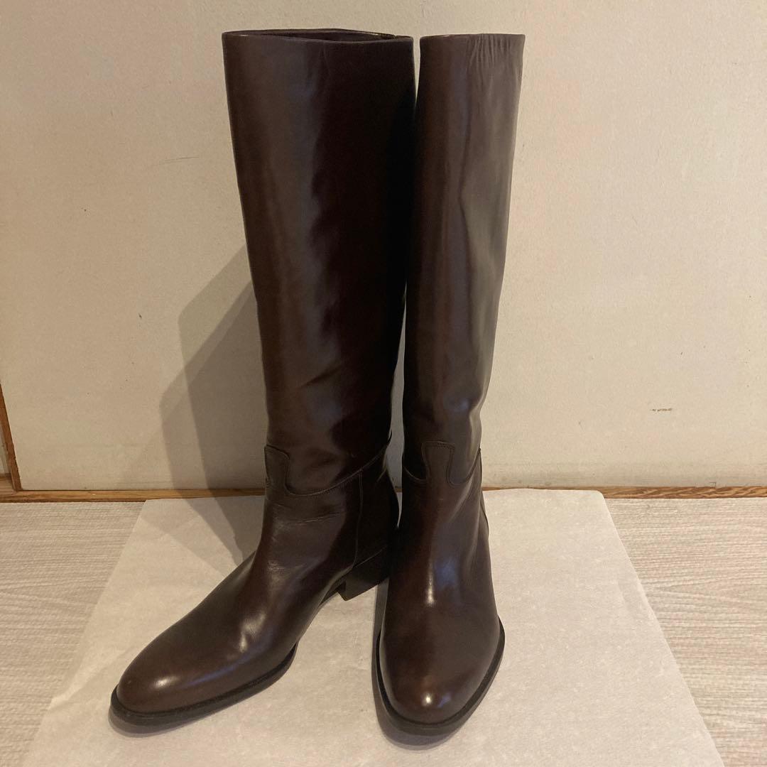 MachiYou　FOXEYダークブラウン レザー ロングブーツ