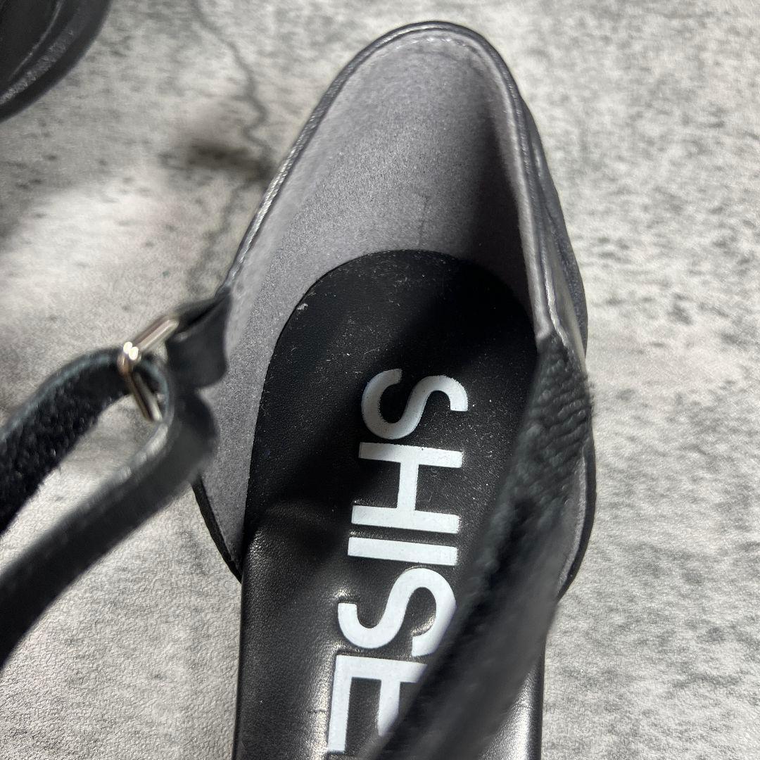 極美品【SHISEI】（36）パデッドサンダル アンクルストラップ ブラック