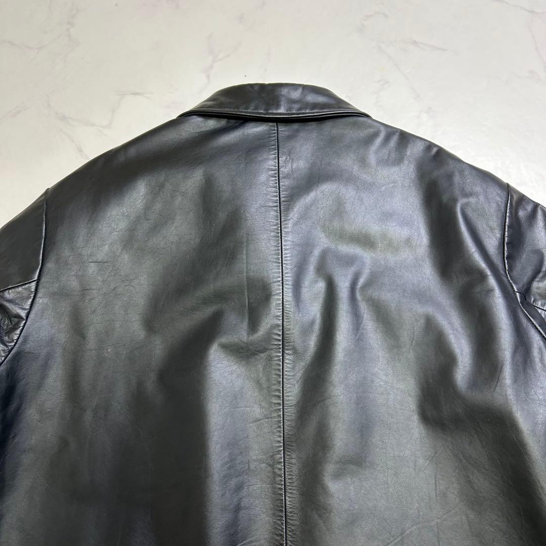 【90s】OLD GAP レザージャケット 黒 L ミニマル 中綿