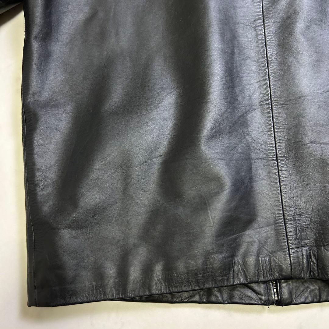【90s】OLD GAP レザージャケット 黒 L ミニマル 中綿