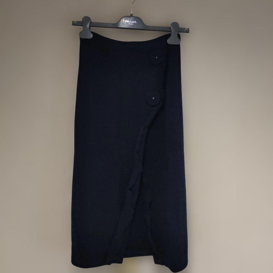 【再値下げ】PRADA カシミヤネイビー タイトスカート 前スリット　新品未使用