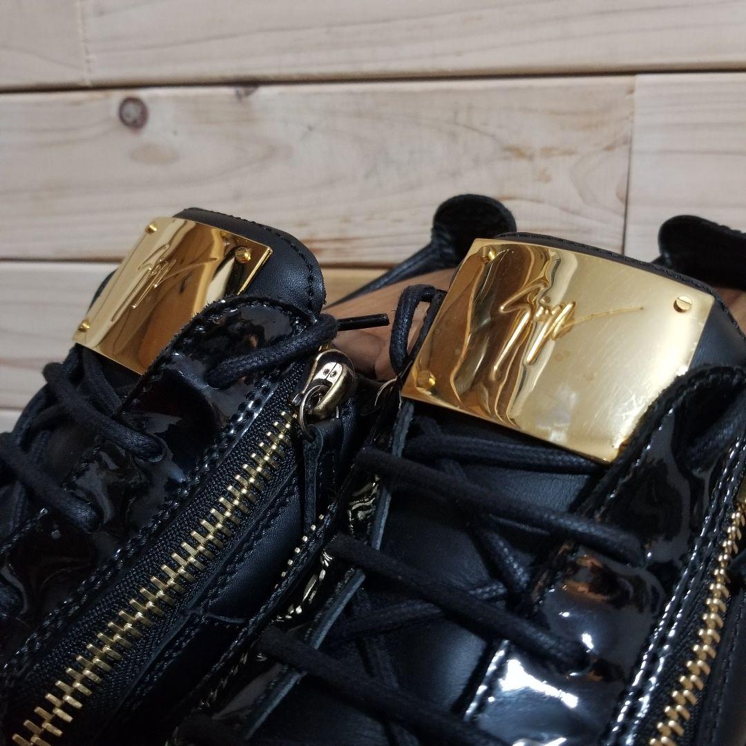 極美品　ジュゼッペザノッティ・レザー スニーカー　40 黒　メタルプレート