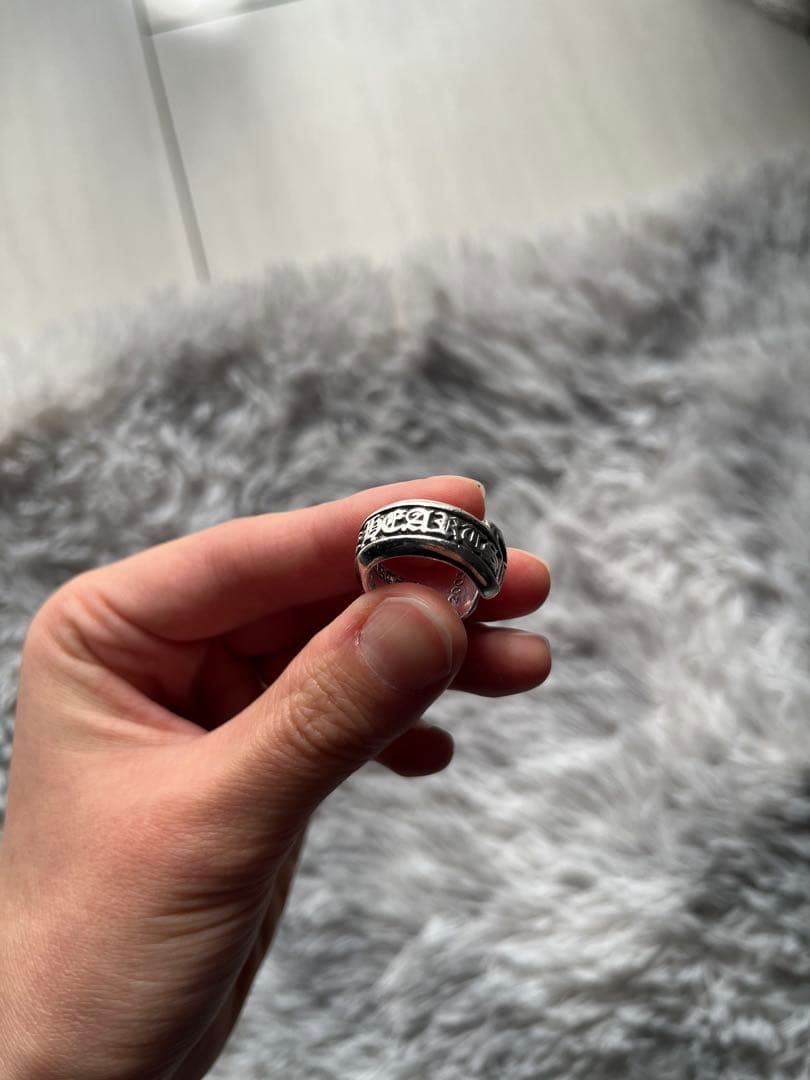 【インボイス原本付属】クロムハーツ　スクロールラベルリングスモール