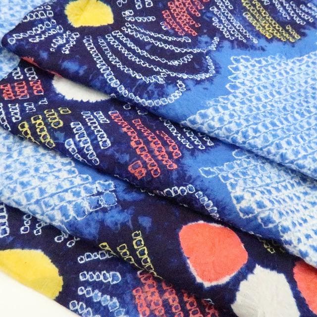 Y3425◆有松鳴海絞り 綿 背・居敷当て付 手縫い 高級浴衣 洗える夏着物