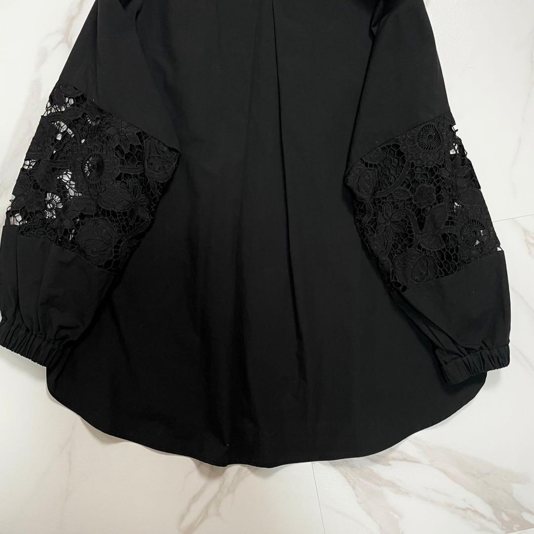 新品タグ付✨BEARDSLEY ビアズリー 袖レースシャツ ブラウス ブラック