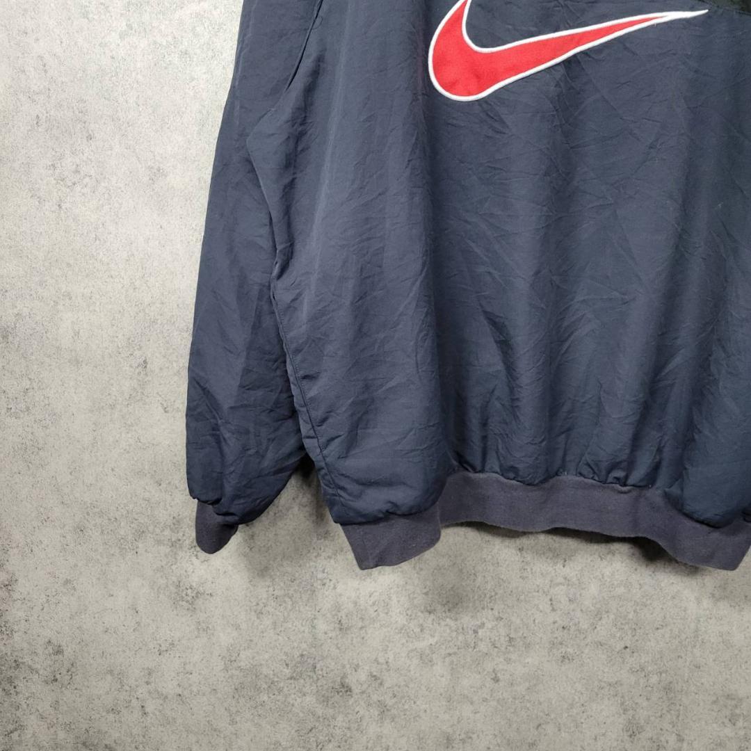 【90s 古着】ナイキ 刺繍 ナイロンジャケット ネイビー×レッド XL
