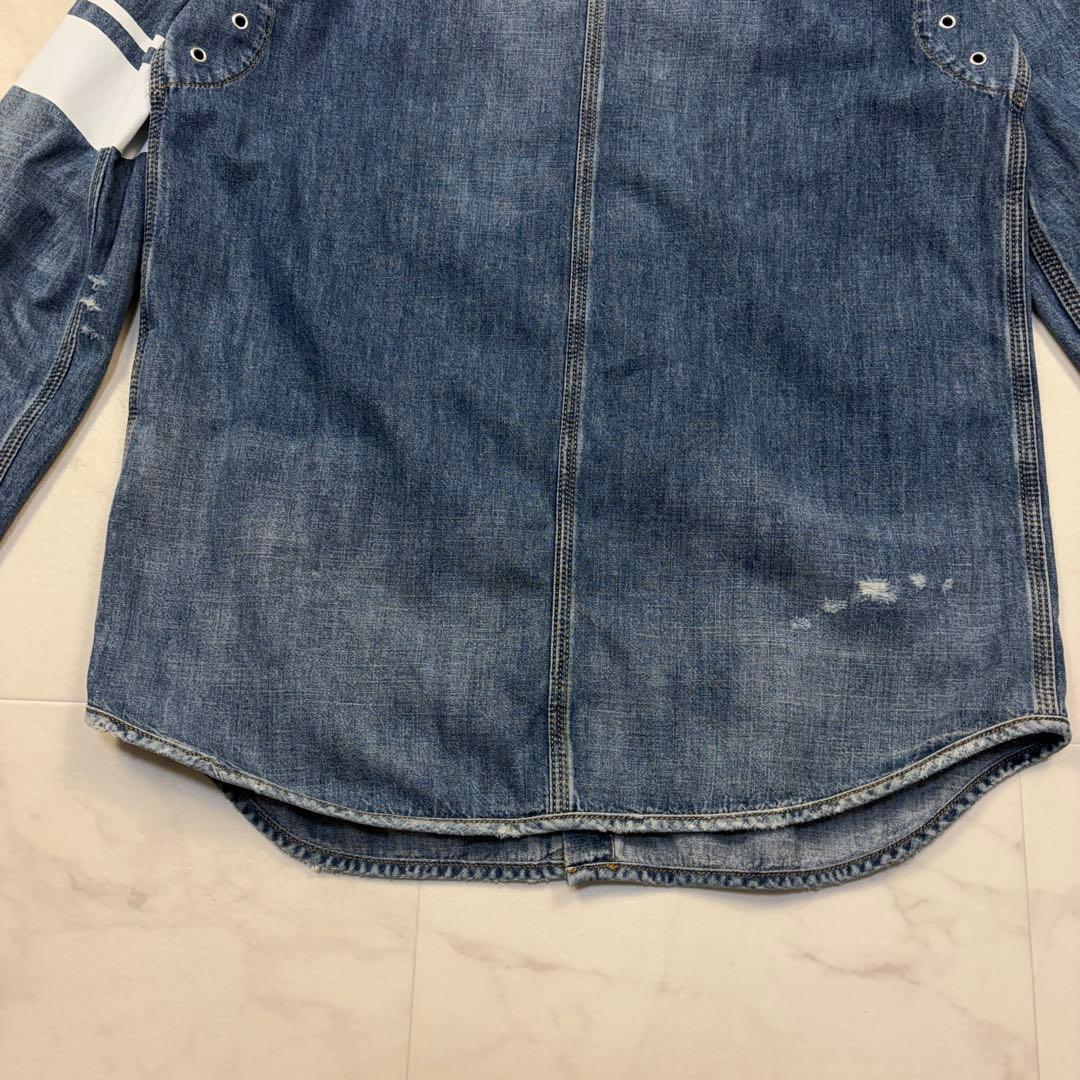 ディーゼル　ダメージ加工　刺繍　デニムシャツ　XS 長袖　170/88A 青
