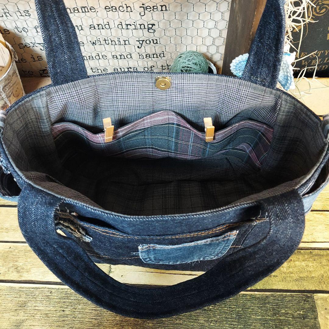 【MINMI】刺繍デニムバック　No.664　デニムリメイク
