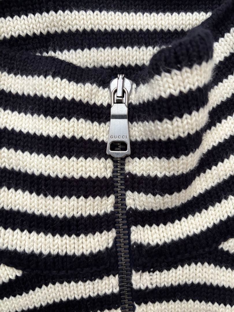 D*n様 GUCCI 545701 GGストライプ コットン ジップアップニット