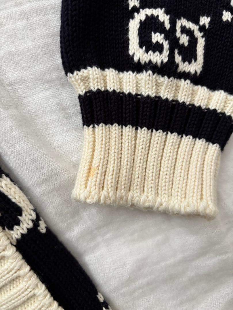 D*n様 GUCCI 545701 GGストライプ コットン ジップアップニット