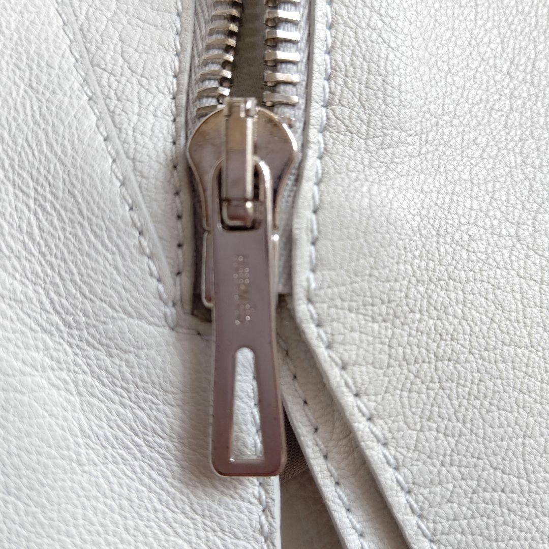 HERMES レザージャケット　ライダース　アイスブルー やぎ革 フランス製