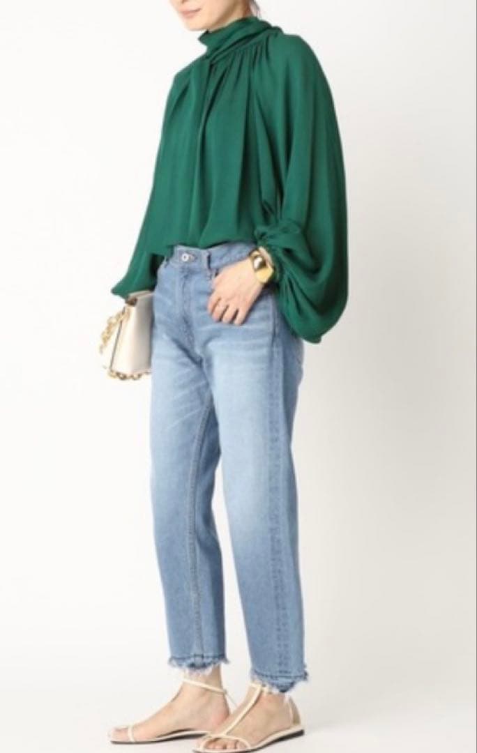 美品★ドゥーズィーエムクラス GGシルクブラウス★グリーン