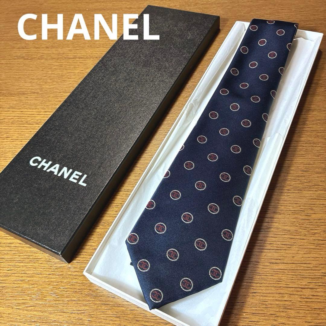 【美品】CHANEL シャネル 紺ネクタイ