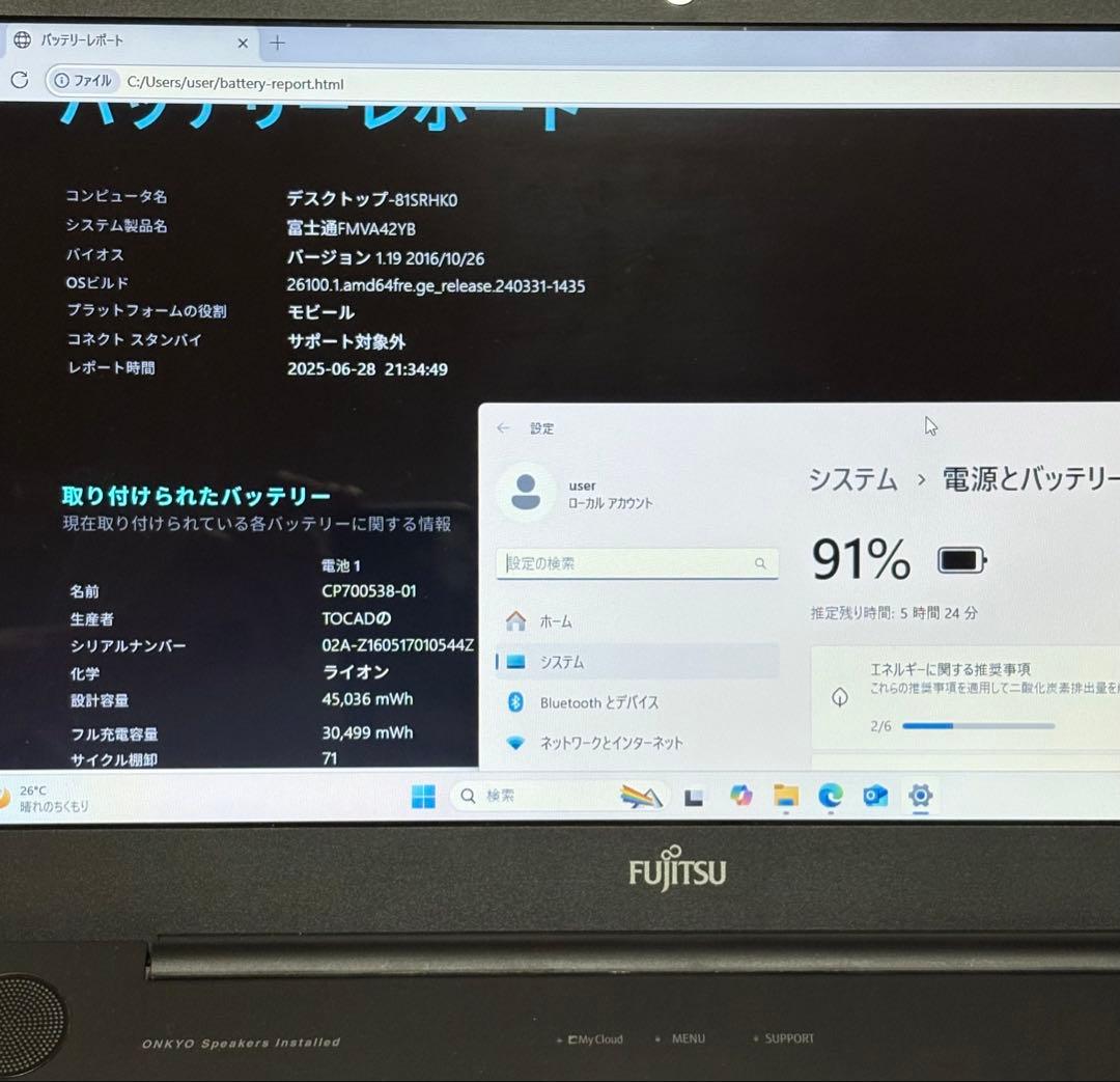 富士通 ノートパソコン LIFEBOOK AH42/Y/win11/Office