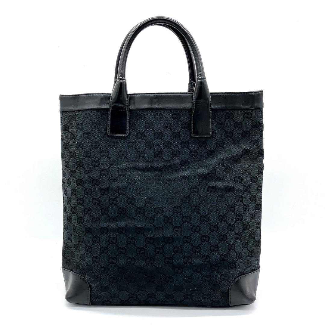 【GUCCI】トートバッグ　GGキャンバス　ブラック　A4