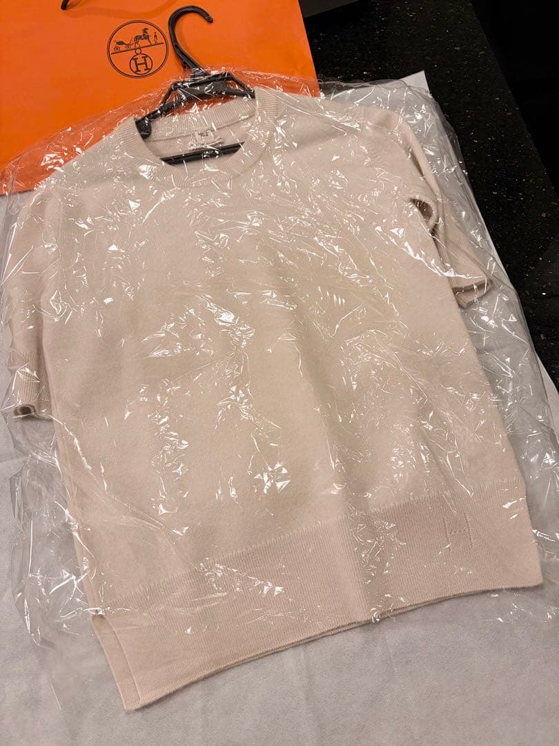 【極美品】エルメス 極上カシミヤ100％ アイボリー ニット 洗練デザイン 40