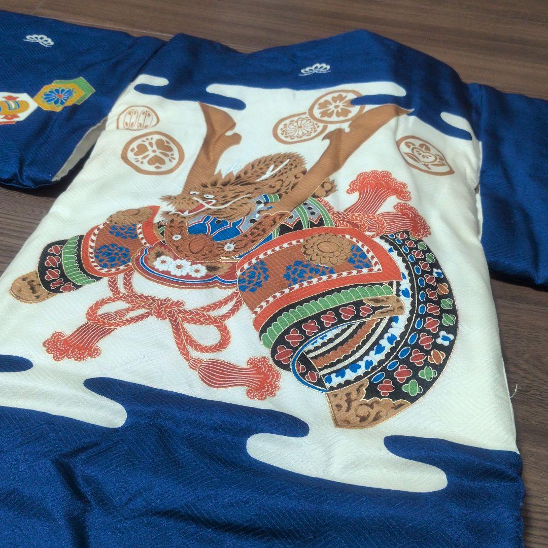 【美品 当日発送】753 5歳 3歳 被布 男の子 着物 ブルー 七五三